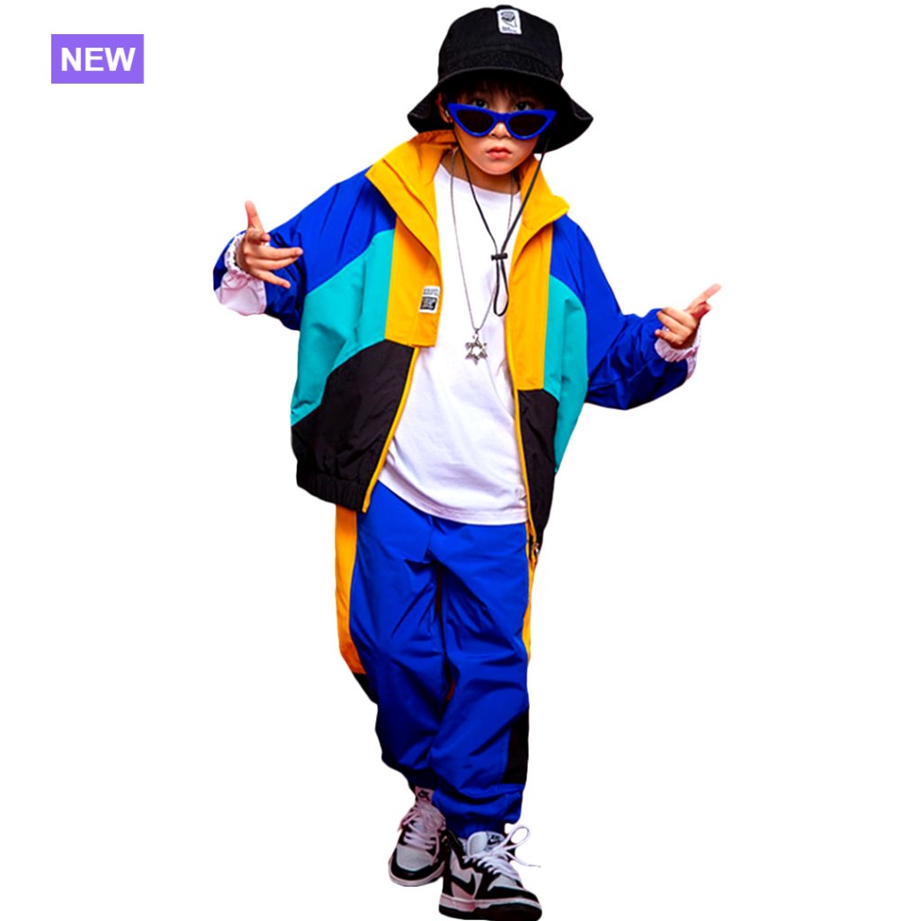 Cotton Spandex Hip Hop Dance Track Suit Loose Fit Patchwork